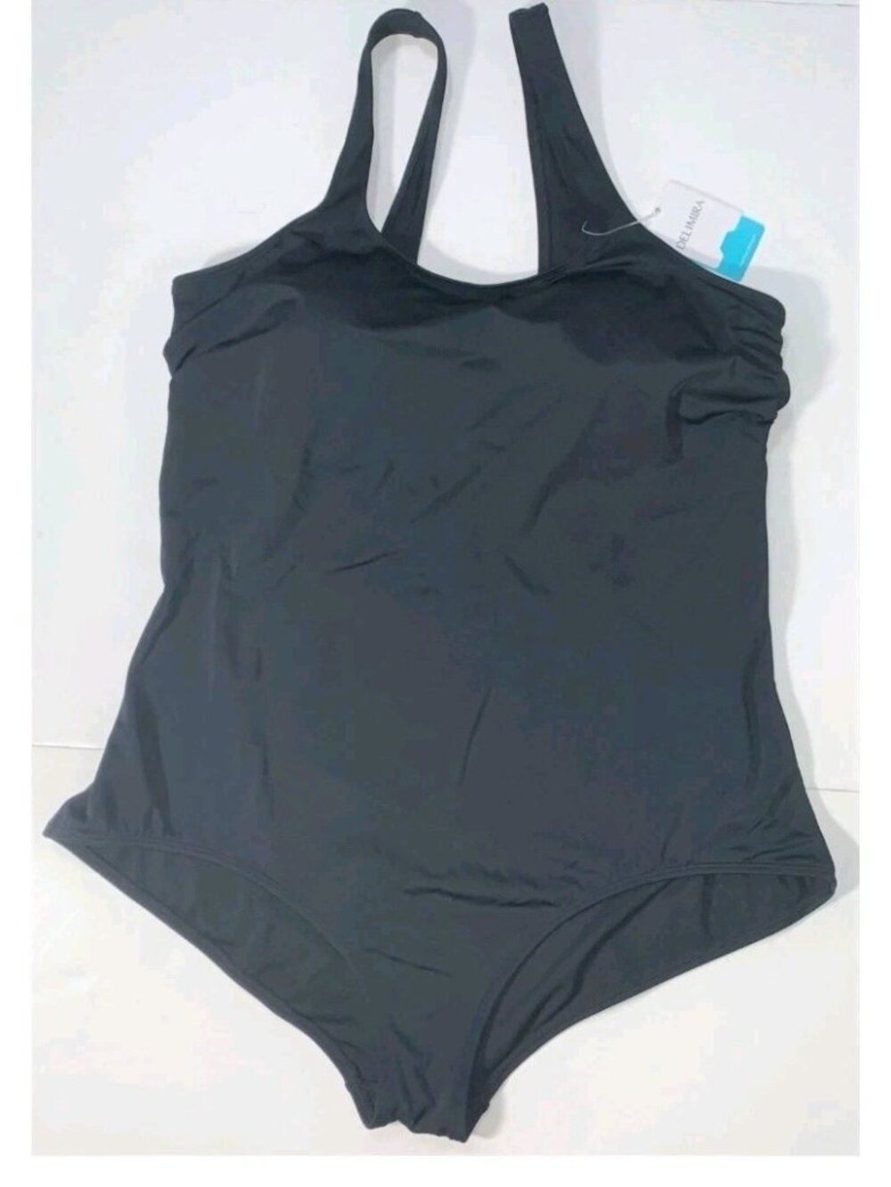 Delimira Women 16W Black Padded One-Piece Lined Bathing Suit Swimsuit NWT